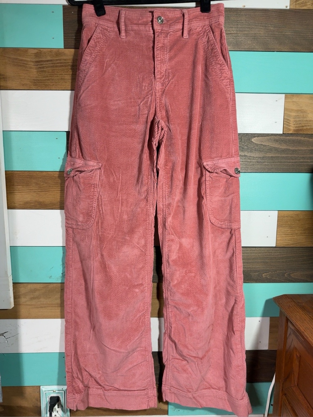 American Eagle Outfitters Dusty Rose Corduroy Cargo Pants